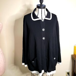 NWT. LINDA MATTHEW'S WOMAN CARDIGAN, Black & white cardigan size …